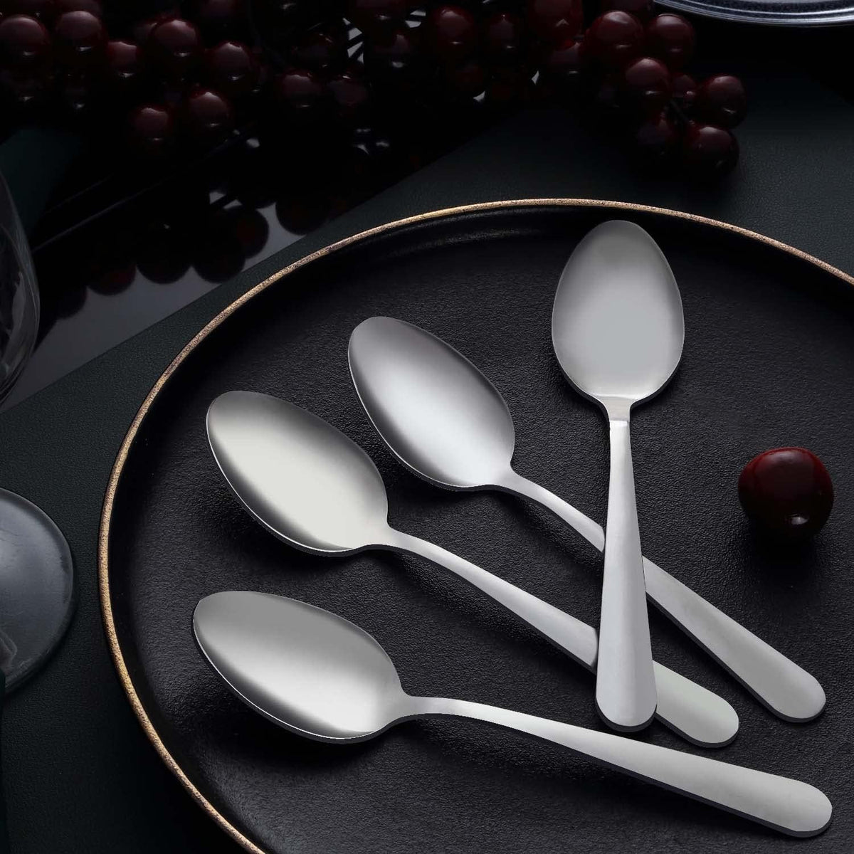 Unokit 36-Piece Silverware Set (6.7 inch), Stainless Steel Dinner and Dessert Spoons, Tablespoons - Mirror Polished, Dishwasher Safe