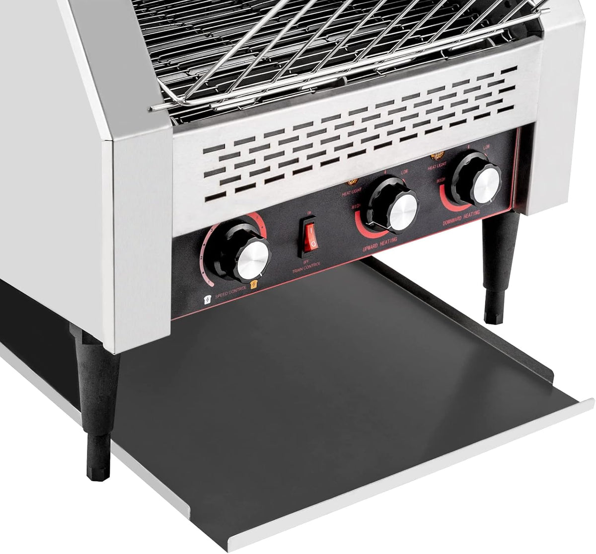 Commercial Conveyor Toaster 450 Slices/Hour Stainless Steel Conveyor Toaster 2600W Electric Toasters Oven Heavy Duty Countertop Restaurant Toaster for Cafes Bun Bagel Bread