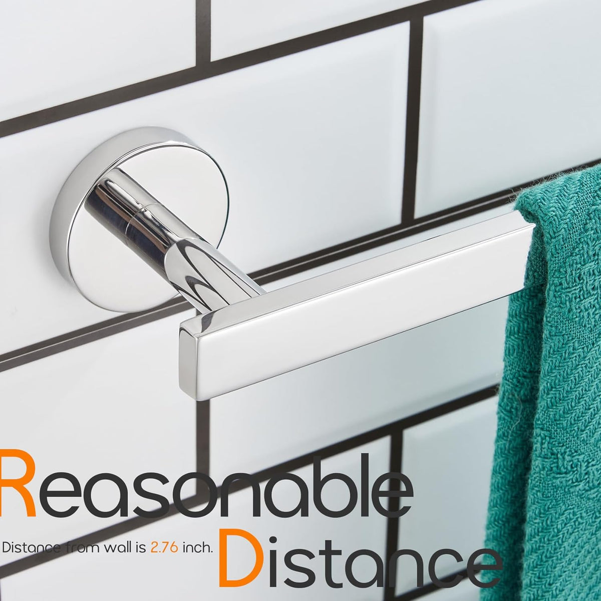 16 Inch Bathroom Towel Bar Bath Towel Rack Kitchen Towel Holder Towel Hanger Wall Mounted SUS304 Stainless Steel Polished Chrome AN4001CH-L16
