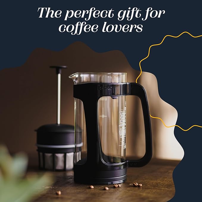 ESPRO - P3 French Press Coffee Maker – Patented Double Microfilter for Sludge and Grit Free Coffee, Black, 18 oz