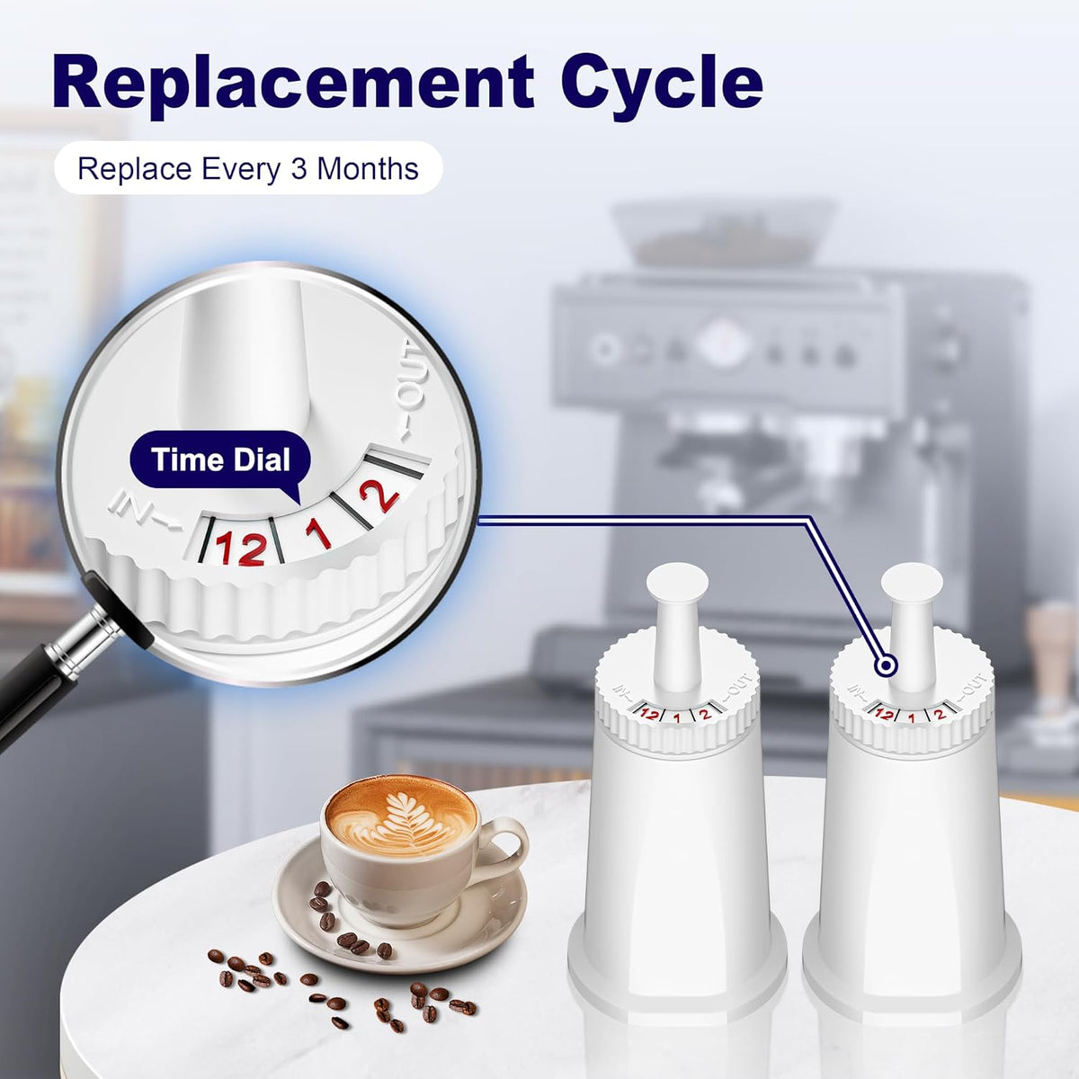 Replacement Water Filter for Breville Espresso Machine Barista Touch BES880, Barista Pro BES878, Oracle Touch BES990, Oracle BES980, Dual Boiler BES920 Bambino ClaroSwiss Sage, 8 Pack