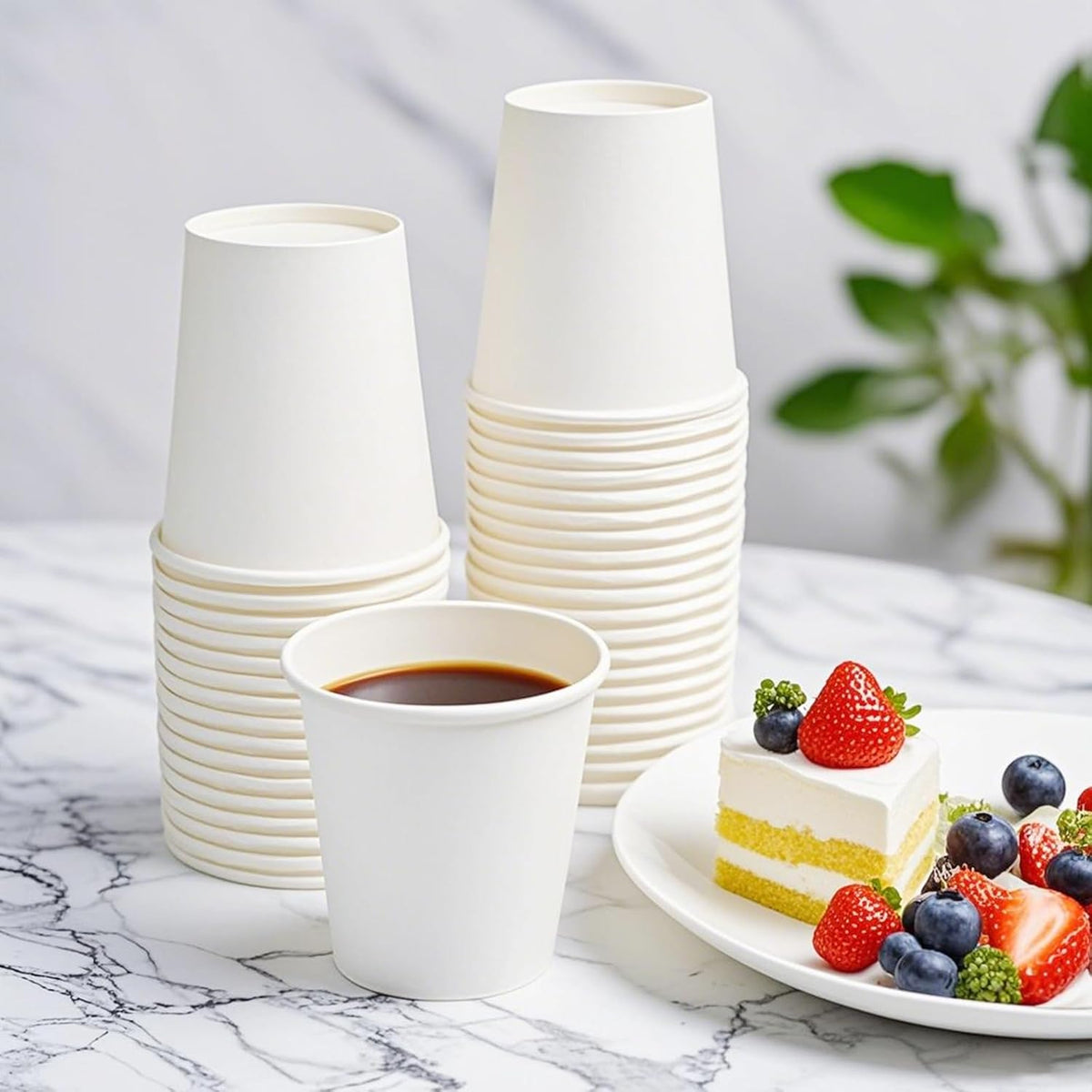 Disposable Cups, 200 Pack 8 Oz Paper Cups, Disposable Coffee Cups 8 Oz, Hot Cups Tea Cups Water Cups for Home Office Travel Party