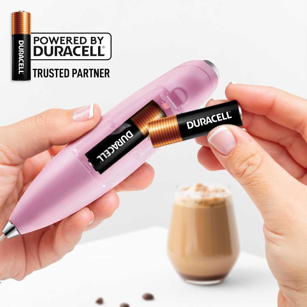 Zulay Kitchen Patented Tornado Triple Whisk Milk Frother with 4 Duracell Batteries – Handheld Foam Maker for Coffee, Lattes, Matcha & Hot Chocolate – Rich, Creamy Froth in Seconds