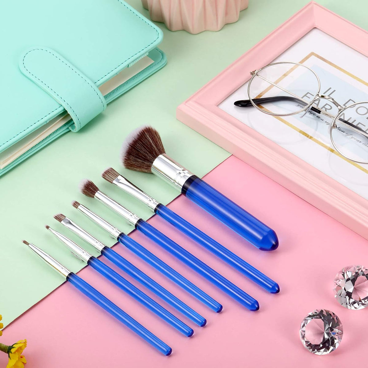 Patelai 10 Pcs Food Safe Paint Brushes Fondant Tools for Cake Baking Chocolate Sugar Cookie Decoration Cake Brushes for Luster Dust Pastry Decorating Supplies with Fondant and Gum Paste Tool(Blue)
