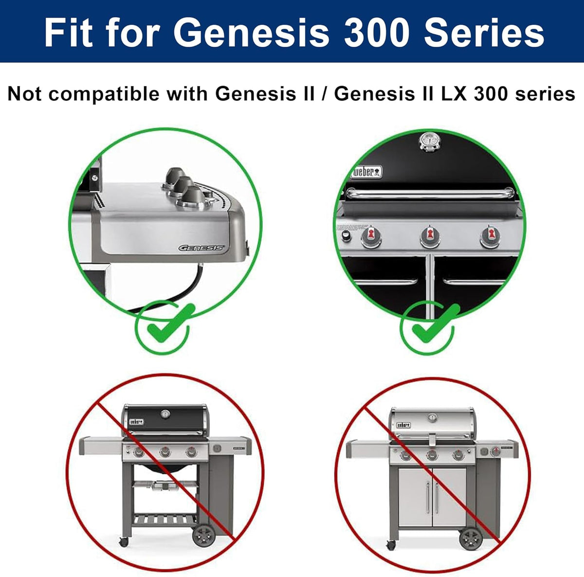 DELSbbq Cooking Grates for Weber Genesis 300 Series Genesis E310 E320 E330 S310 S320 S330 EP-310 EP-320 EP-330, Cast-Iron Grill Grates Replacement for Weber 7524/7528, 19.5" x 12.9", Set of 2