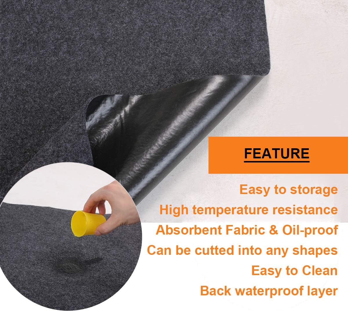 Under Grill Mat,Premium Grill Mat for Deck,Absorbent Oil Pad Protector for Decks and Patios,Waterproof,BBQ Mat for Under BBQ,36x60 Inch…