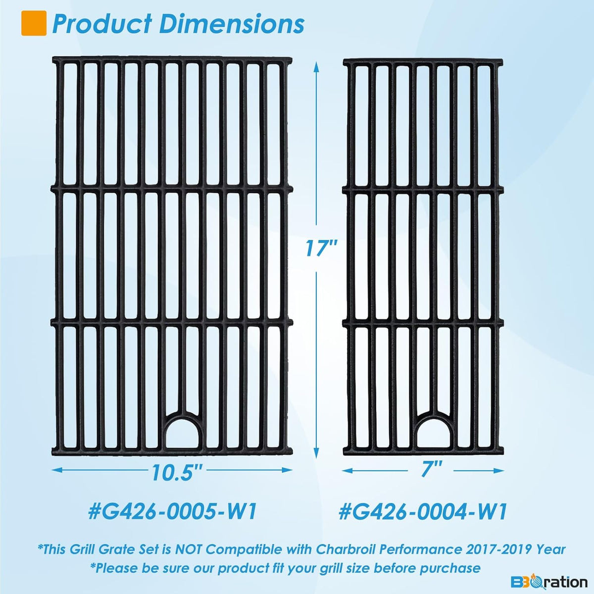 Grill Parts for Charbroil Performance 4-Burner 463352521 463354021 463365021 463365522 463366022, 17 inch Cooking Grate, Burner and Heat Plate for Charbroil Grill Replacement Parts 463351221
