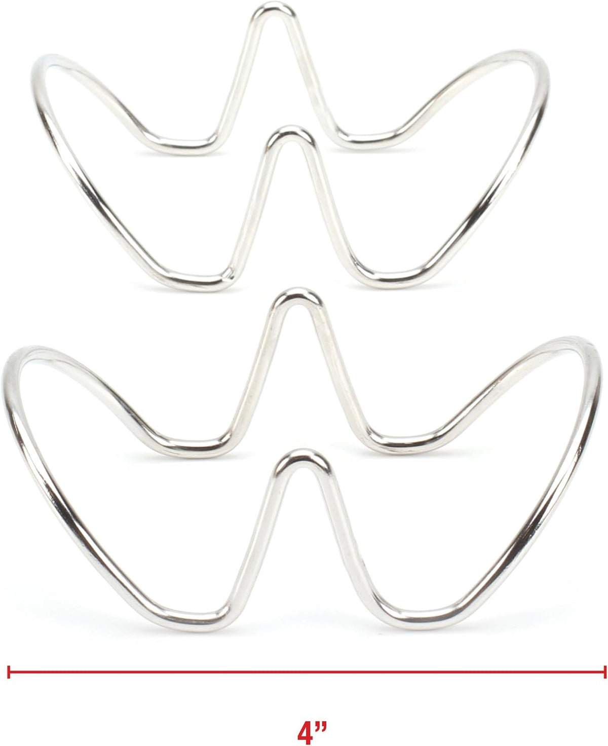 2LB Depot Taco Holder Set with 2 Stackable Stainless Steel Stands, Each Rack Holds 2 Hard or Soft Tacos, Five Styles Available, Perfect for Home and Restaurants
