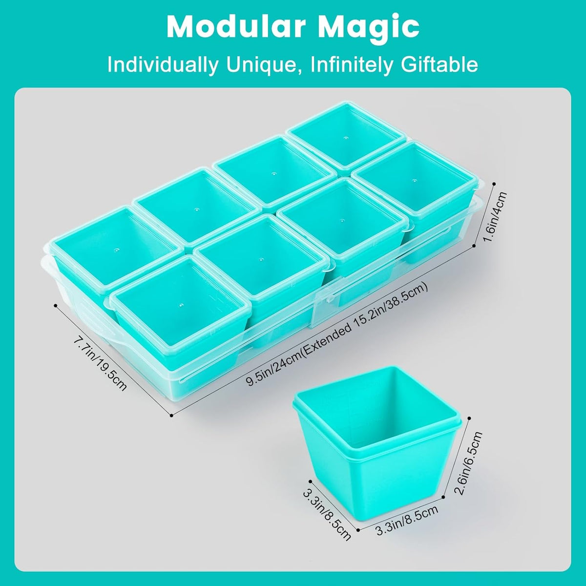 Gemice BPA-Free Silicone Freezer Molds with Base, Individual 8-Pack 1-Cup Portion Soup Cubes Freezer Tray with Lids for Food Storage, Oven & Dishwasher Safe, Silicone Freezer Containers for Meal Prep