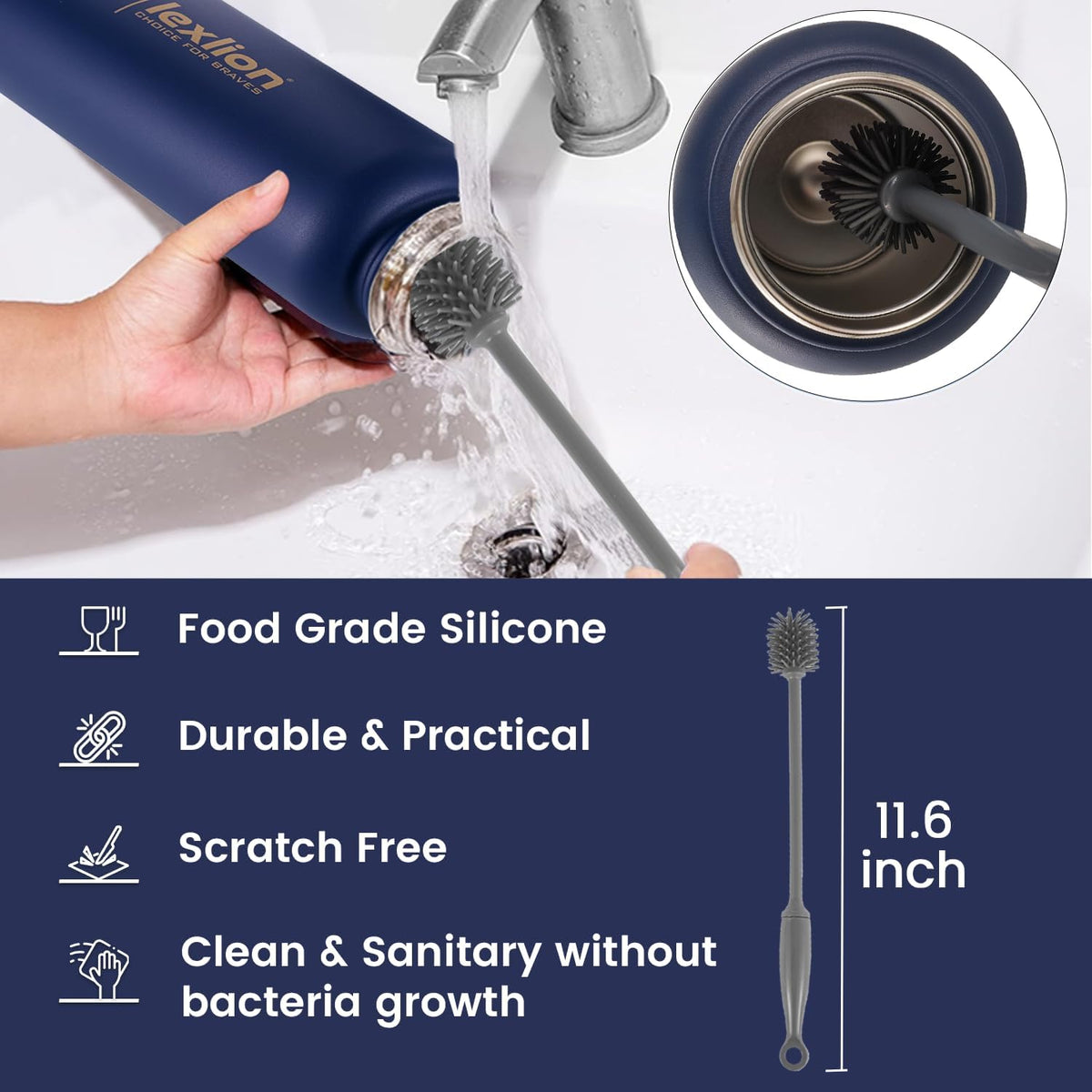 Lexlion Fruit Infuser Water Bottle - 22 Oz, Triple Walled Insulated Stainless Steel, Thermal Leaf Infuser, Silicone Sleeve, 3 Lids Leakproof, Metal Mug