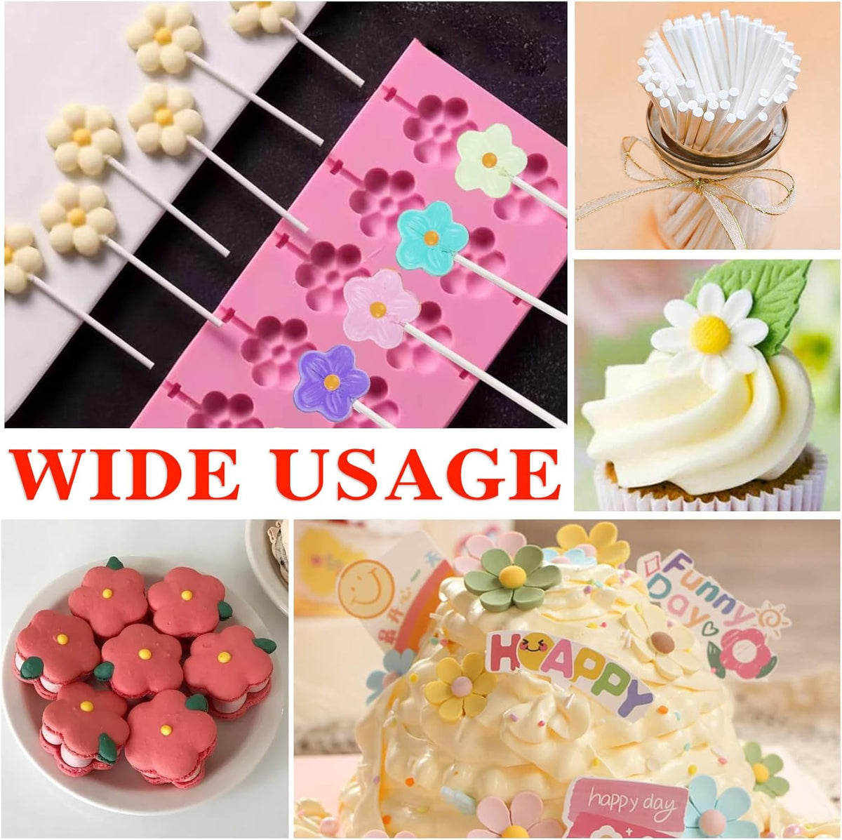 Silicone Lollipop Molds Candy Molds Silicone Sucker Molds Hard Candy Mold & 8 Rounds Nonstick Lollipop Mold With 20 Sticks for Candies,Bread,Jellies,Chocolate,Etc C