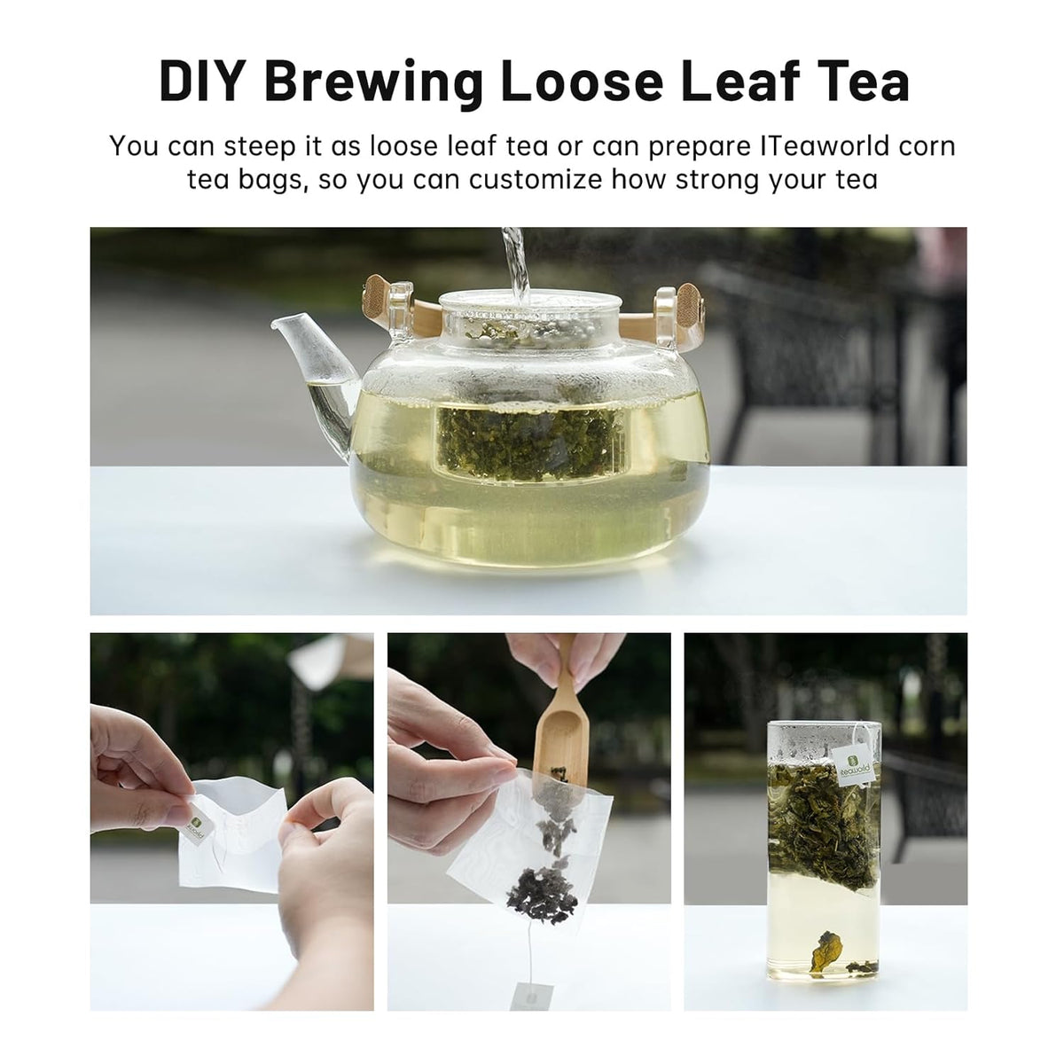 iTeaworld Tieguanyin-Green Oolong tea loose leaf - Natural Orchid Fragrance Authentic Fujian Anxi Tieguanyin 100g - Whole Tea leaves Oolong Tea for Health with 20 Empty Tea Bags, 3.5oz