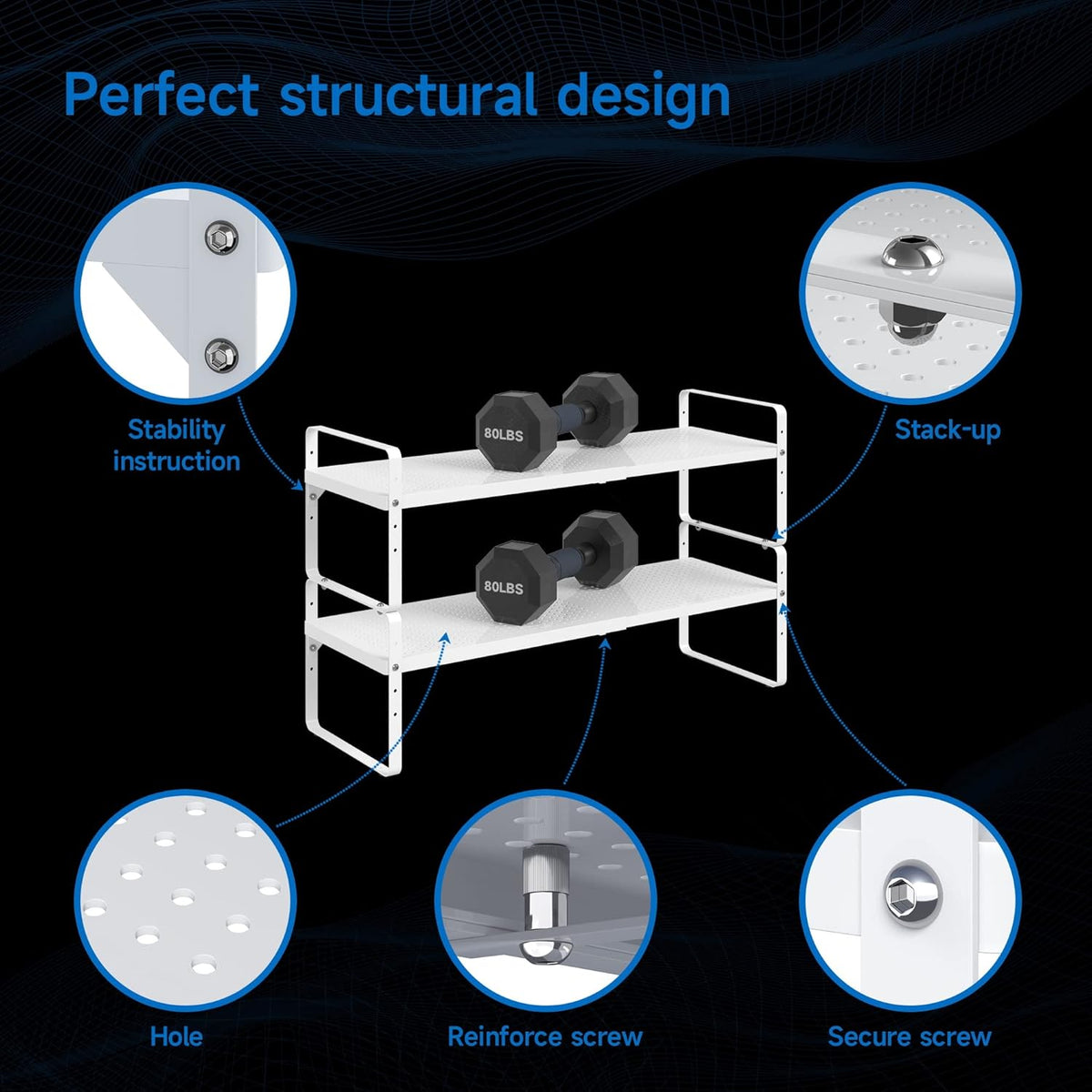 Expandable Cabinet Shelf Organizer Adjustable Metal Spice Rack Stackable Freestanding Counter Storage Shelves for Kitchen Cabinet Under Sink Office Desk (White - 1Pack - L16.5-27'' * W10.2'' * H9.6'')