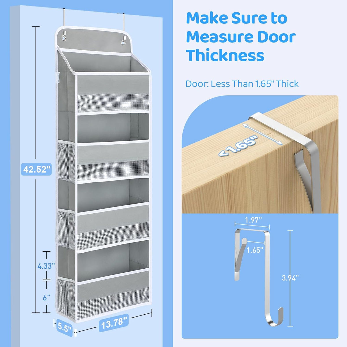 Yecaye 2 Pack 4 Tier Over the Door Organizer - Foldable Portable Baby Essentials for Stuffed Animal Storage - Multi-purpose Bathroom Closet Organizers and Storage for Kids Newborn Baby Stuff