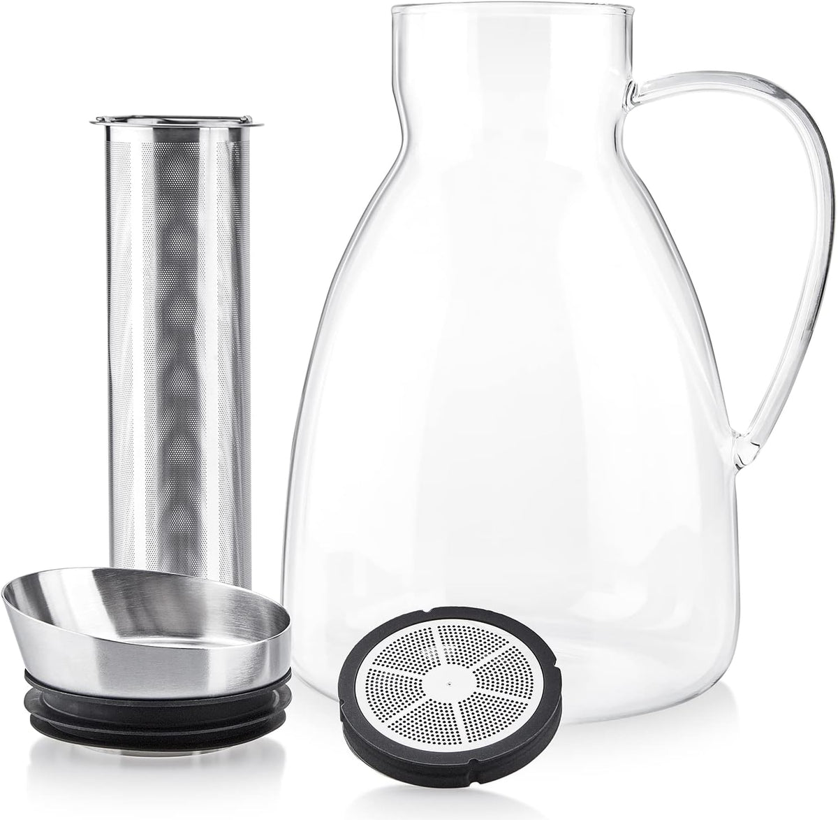 Teabloom Extra-Large Multi-Brew Borosilicate Glass Teapot + Kettle + Pitcher (85 OZ / 2.5 L / 10 CUPS) – Brew and Serve Hot Tea, Iced Tea, Cold Brew Tea and Fruit Infused Water – Solstice Tea Maker