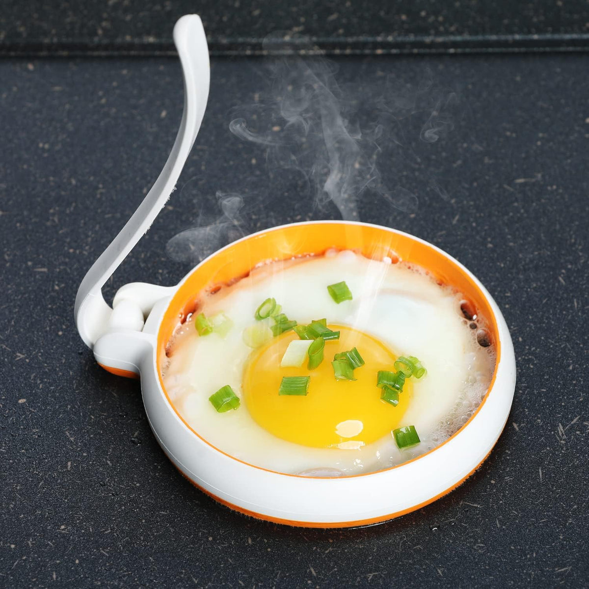 GOYLSER White Food Grade Silicone Egg Rings, 2 Pack Square Egg Rings + 2 Pack Round Egg Molds for Cooking, 4 Pack Fried Egg Shapes