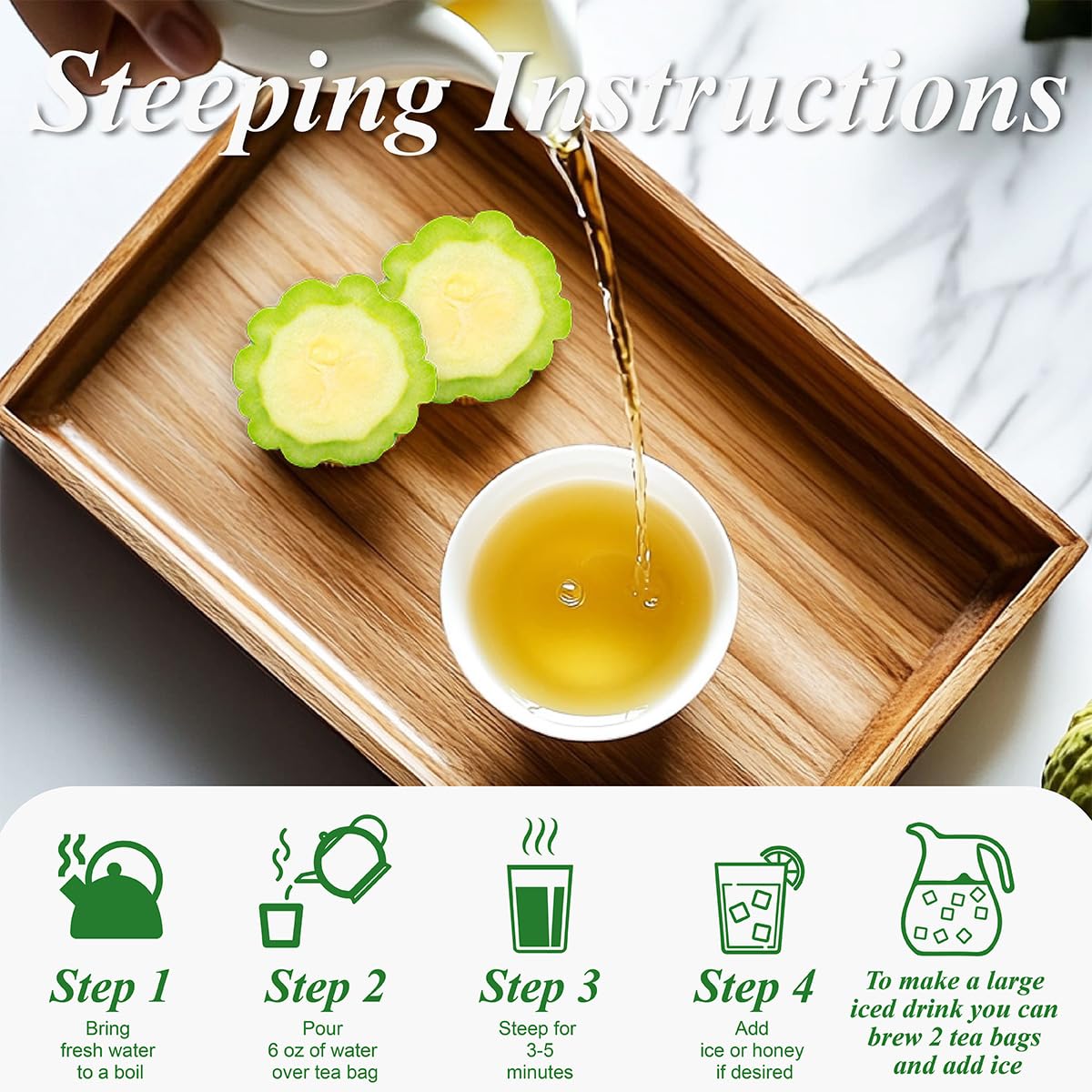 WT WEETEE Bitter Melon Tea Bags, Zero Sugar Tea, 100 Count Made with 100% Pure Natural Bitter Melon, Caffeine-free Momordica Charantia Tea