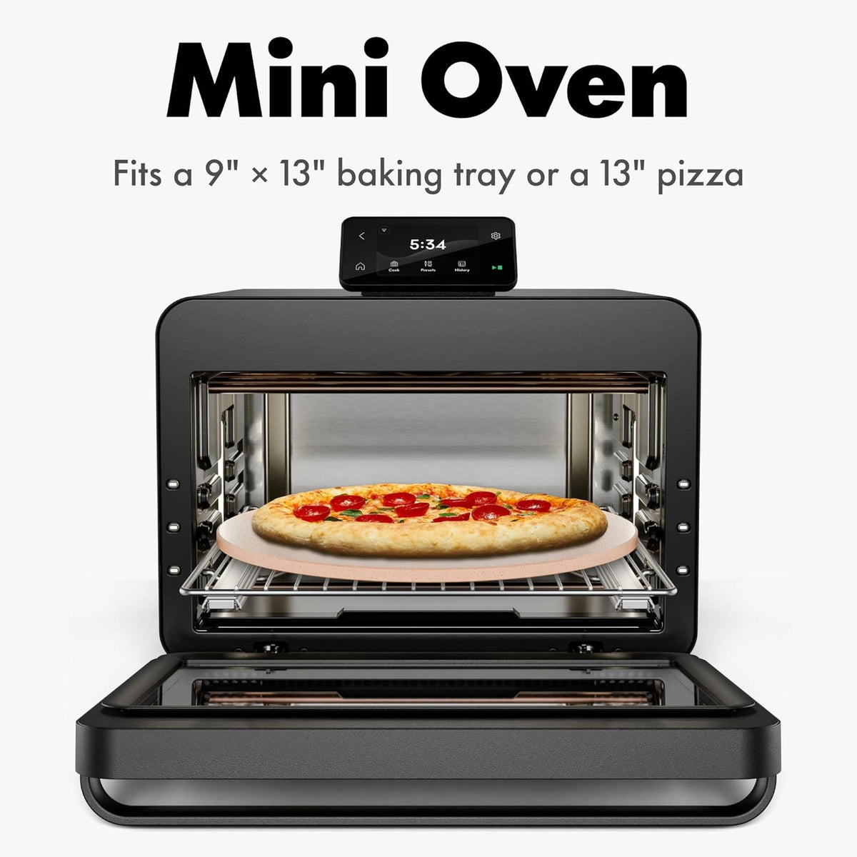 CHEF iQ MiniOven Smart Toaster Oven Air Fryer Combo, 11-in-1 Countertop Convection Oven, Bake, Broil, Air Fry, Broil, Dehydrate, 1750W, 25 Qt Capacity, Fast Cooking with Touchscreen Controls β Black