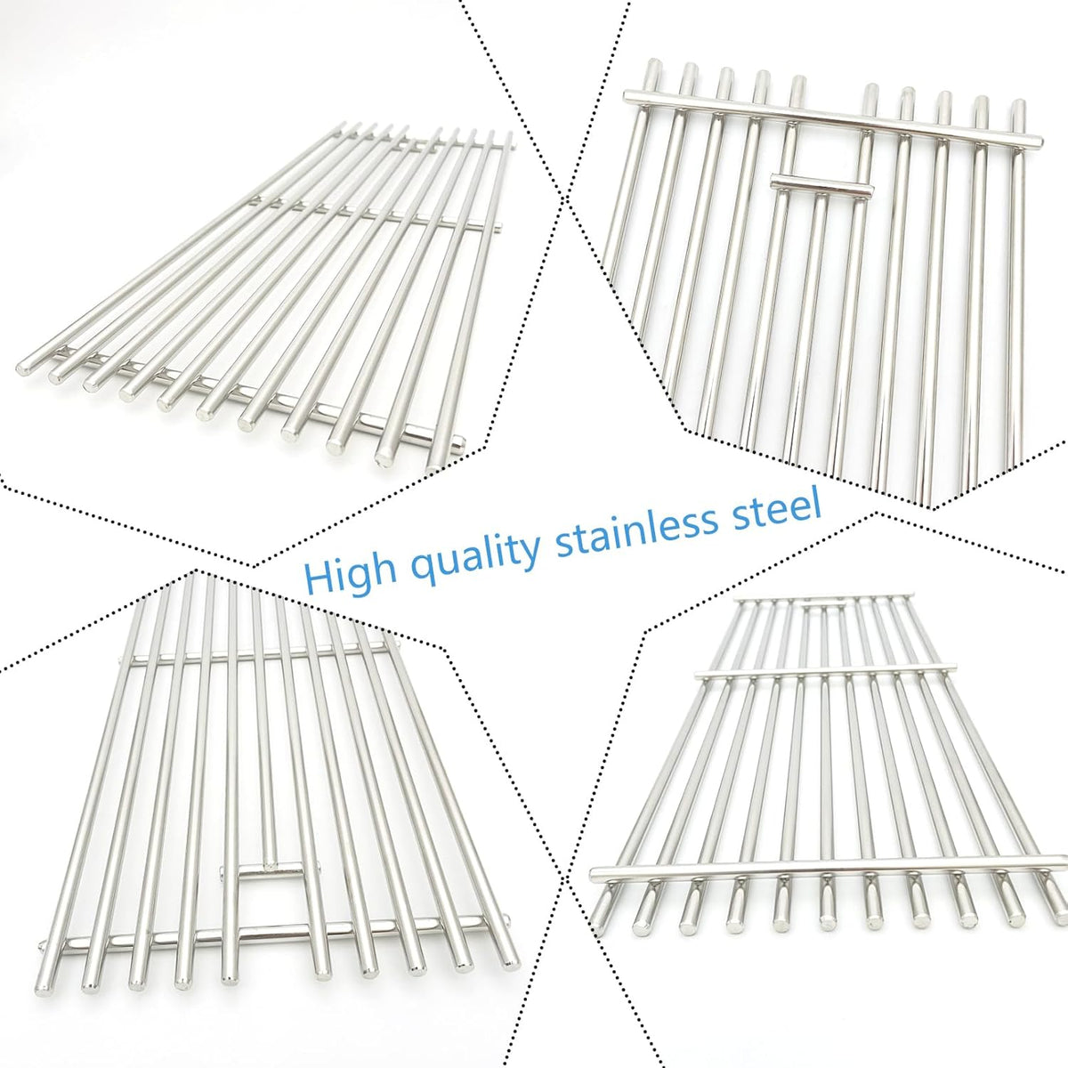 16517 Stainless Steel 5 Cooking Grates Replacement Parts for Bull Angus 40" Grill 57568 57569 57568CE 57568AGA 57569CE Brahma Lion Premium L90000 57569CE 57569CE Gas Grill 19-1/4"