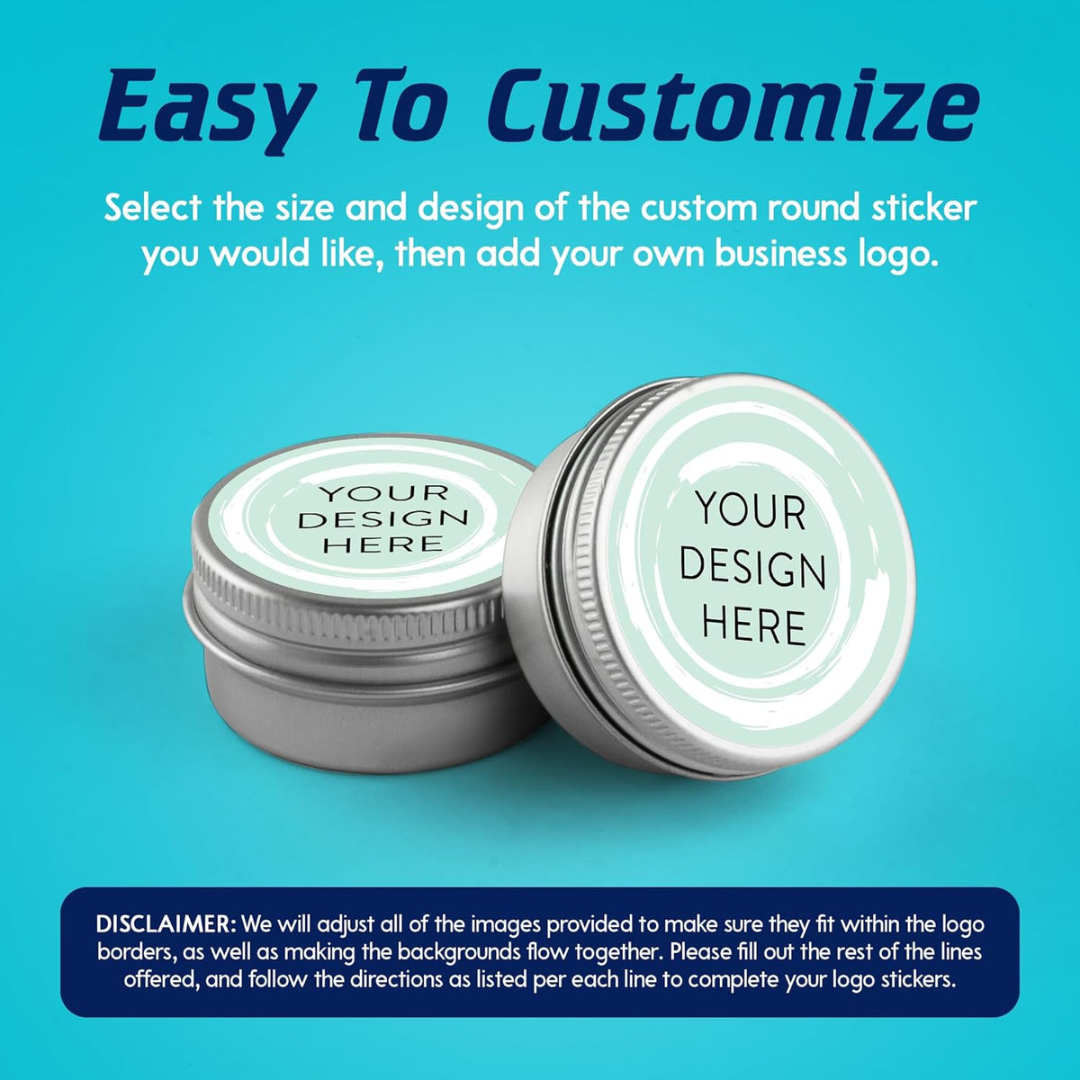 100 Custom Vinyl Stickers - Upload Your own Image, Text, Design, Logo - Personalized Logo Labels for Handmade, Packaging, Bottle, Jars, Candle, Brand Stickers (Mint, 6x6)