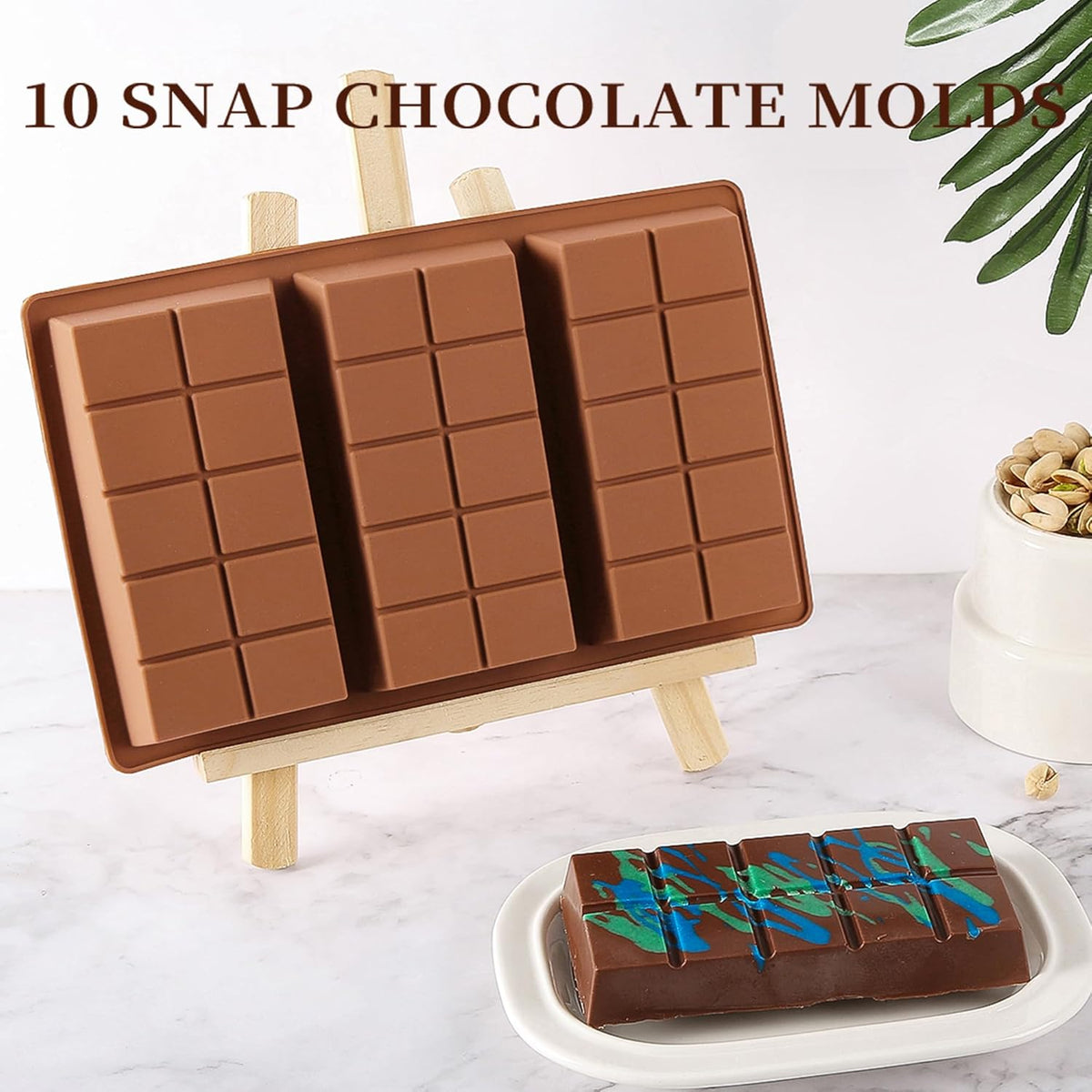 1 Inch Deep Chocolate Bar Mold, 3 Cavity Large Dubai Chocolate Molds, Thick Candy Bar Mould for Filling(1 Pack)