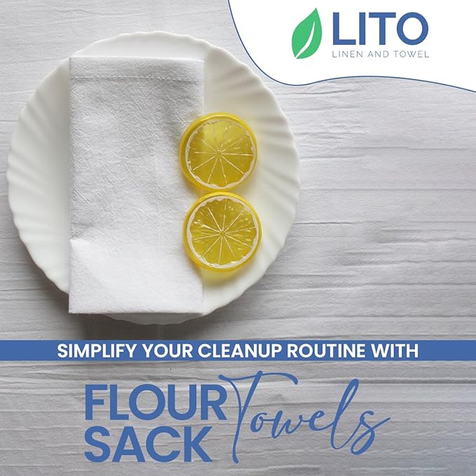 Flour Sack Towels | Tea Towel for Crafts| Kitchen Dish Cotton Blank Towel for Embroidery| Baking Bread Proofing Linen Cover| Thick Absorbent Quick Dry| 12 Pack 18"x 28" White