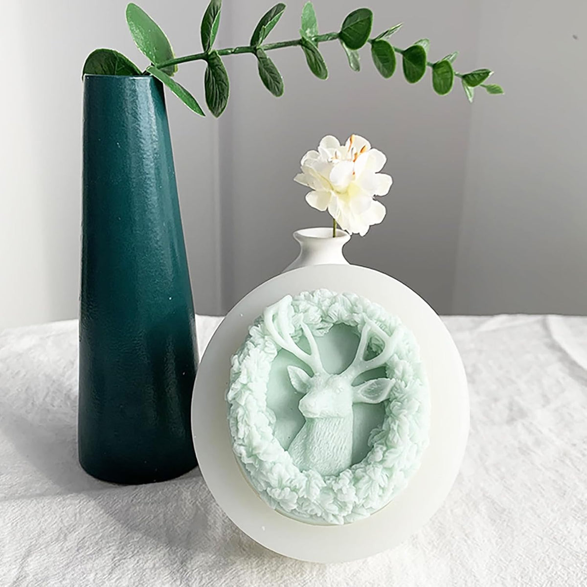Deer Candle Mold Elk Candle Silicone Wave Spiral Candle Mold - Silicone Resin Casting Molds for Candle & Resin & Soap Craft Supplies