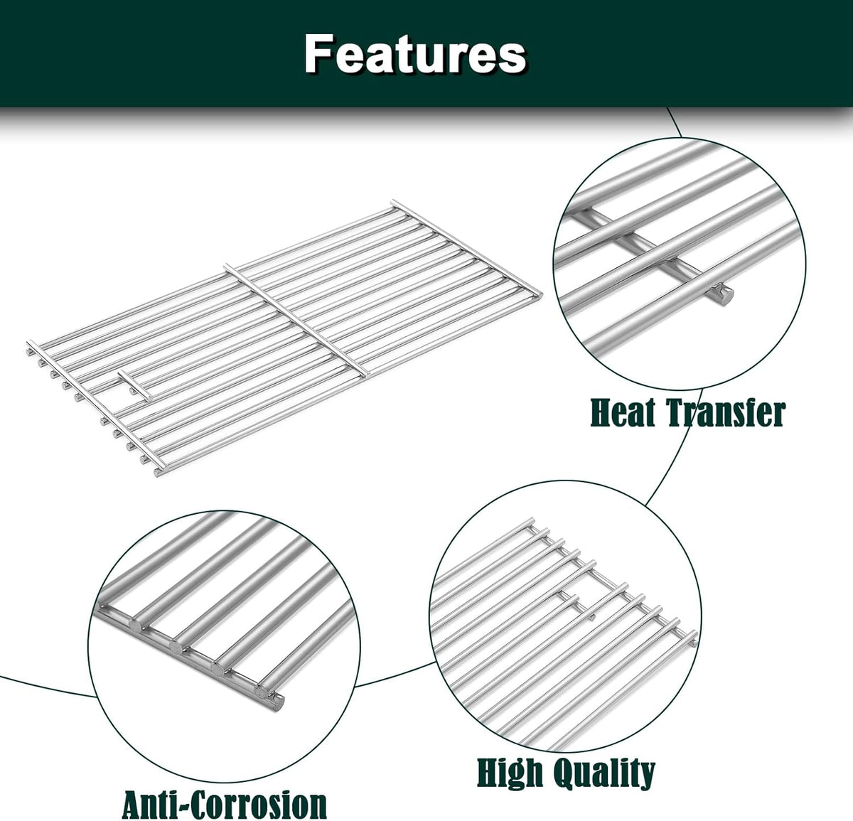 16517 Grill Grates Replacement Parts for Bull Grill Parts 5 Burner Brahma 30 Inch 57568 57569 57568CE 57569CE 57568AGA 57569AGA Lion Premuim L90000 40 Inch Stainless Steel Cooking Grate 5 Pcs