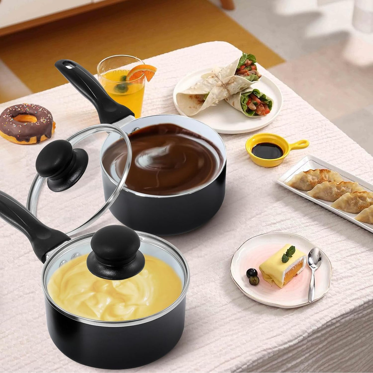 WICHEMI Chocolate Melting Pot Chocolate Warmer Chocolate Melter Chocolate Tempering Machine Pot for Home, Commercial Electric Melting for Chocolate, Butter, Cheese, Cream, Candy, Milk (Double Pots)