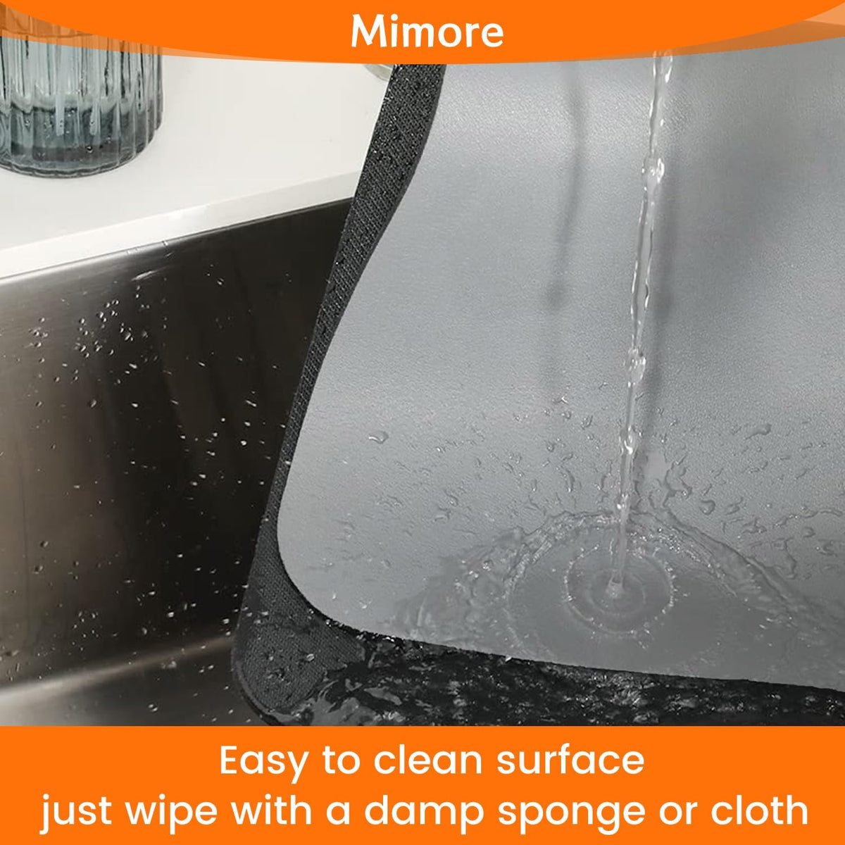 Mimore Coffee Mat - 12x19 Inch Countertop Mat - Absorbent, Hides Stains, Rubber Backed - Dish Drying Mat Fits Under Coffee Maker, Espresso Machine