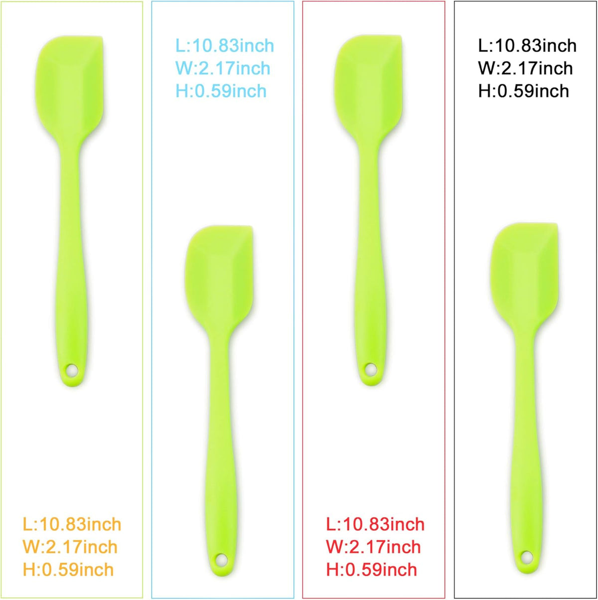 Silicone Spatula 4-piece Set, Heat-Resistant Non-stick Rubber Spatulas with Stainless Steel Core, Green