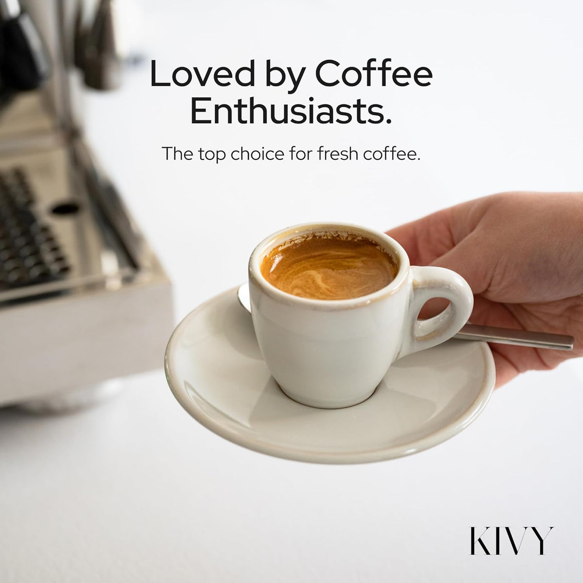 KIVY Vacuum Coffee Canister - Push Lid Preserves Coffee Aroma & Oil - Stainless Steel Airtight Coffee Canister - Container for Ground & Coffee Bean Storage - Removes Excess Air