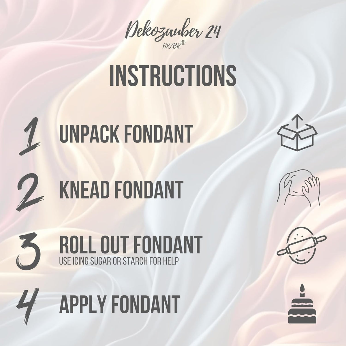 Dekozauber24 Fondant Icing Multipack, 5 Colors, 3.5oz (100g) rolling fondant per color, for decorating cakes and cupcakes in Orange, Dark Green, Dark Blue, Yellow and Red (Essentials)