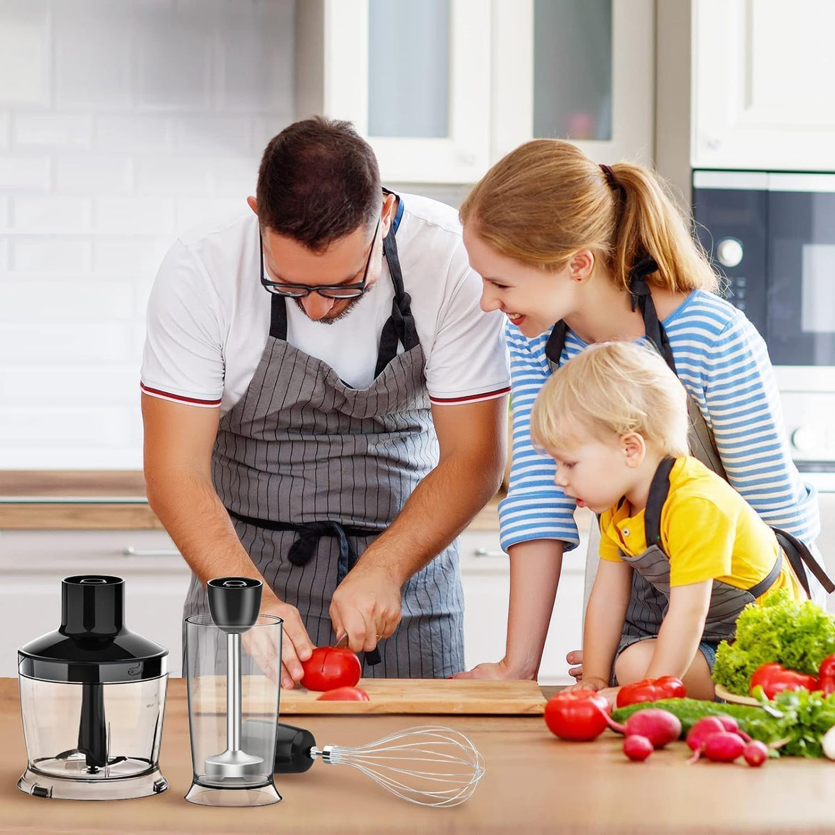 KOIOS Upgraded Immersion Blender Handheld, 1000W 12-Speed 5 in 1 Hand Mixer Stick Blender with 304 Stainless Steel Blade,Food Processor,Beaker,Egg Whisk&Milk Frother,Non-BPA,Smoothies Purée Baby Food