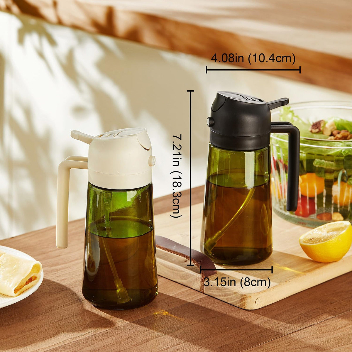 TrendPlain - Original 16oz/470ml Olive Oil Dispenser Bottle for Kitchen Gadgets and Air Fryer Accessories - Olive Oil Sprayer for Cooking w/Stickers - Lilac