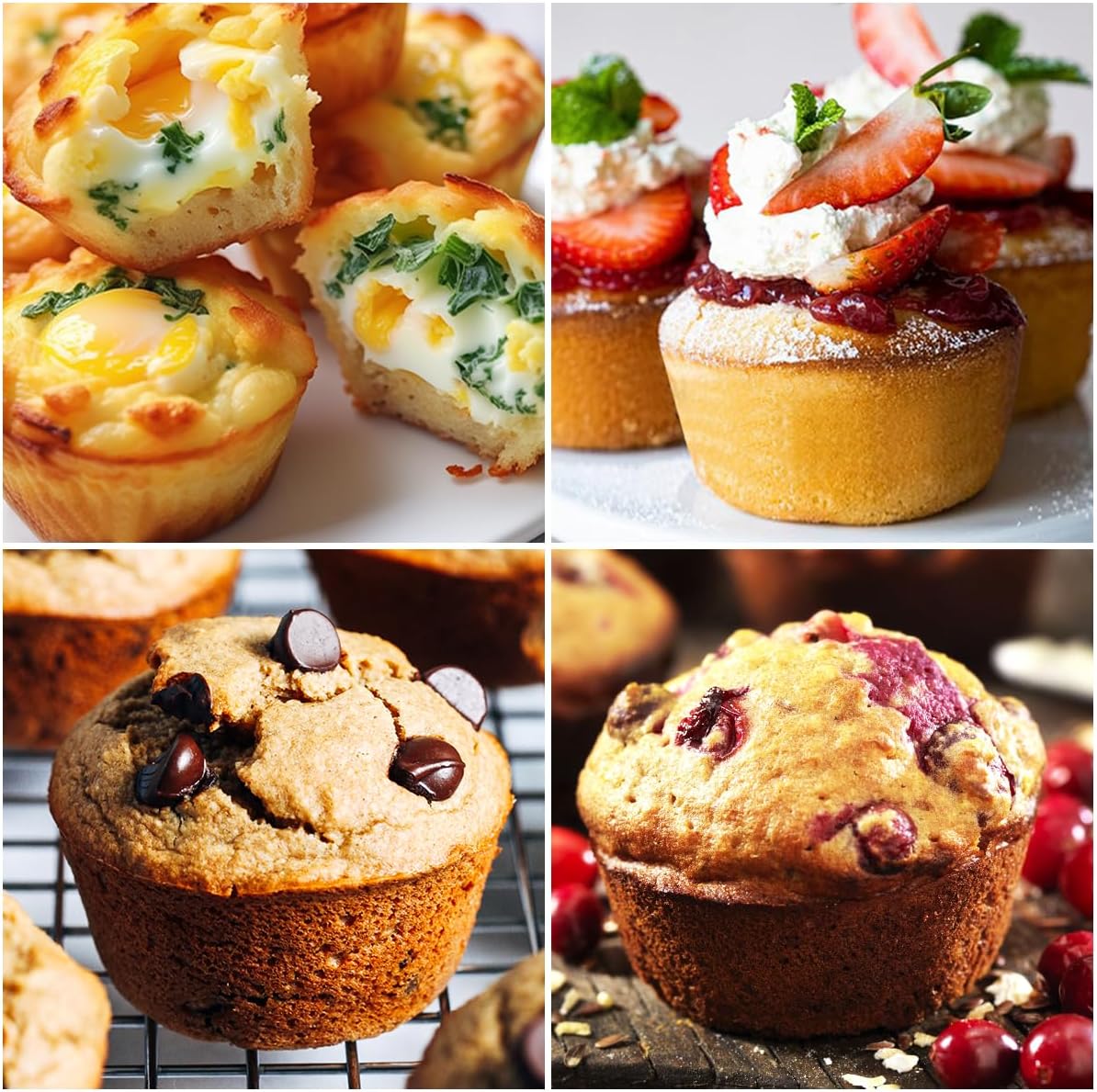CAKETIME 12 Cups & 24 Cups Silicone Muffin Pan with Metal Frame, Regular & Mini Muffin Pan Set for Baking 2 Pack