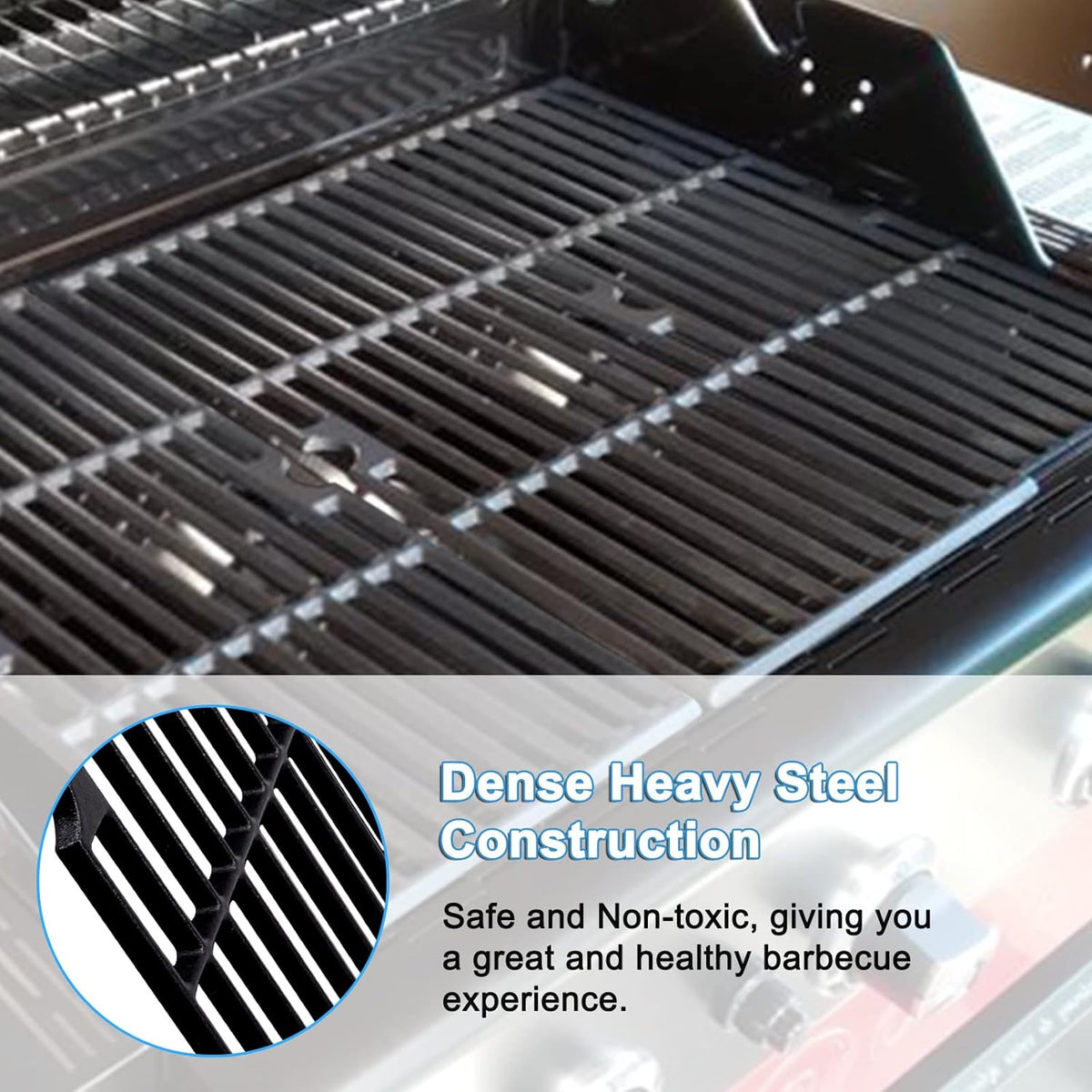Adviace 18 Inch Grill Grates for Charbroil Performance 6 Burner 463244819, 463276517, 463245917, Cast Iron Grate Grid for Char-Broil Replacement Parts 463276617, 463277918, G470-0002-W1, G470-0003-W1