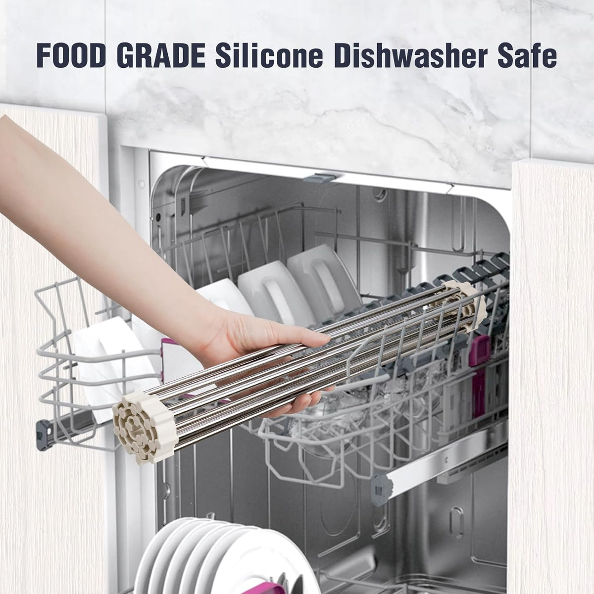 Tomorotec 17.7" x 12.5" Roll Up Dish Drying Rack Over Sink Drying Rack Sink Cover Kitchen Sink Accessories Gadget Multipurpose Organizer Foldable Stainless Steel Drainer