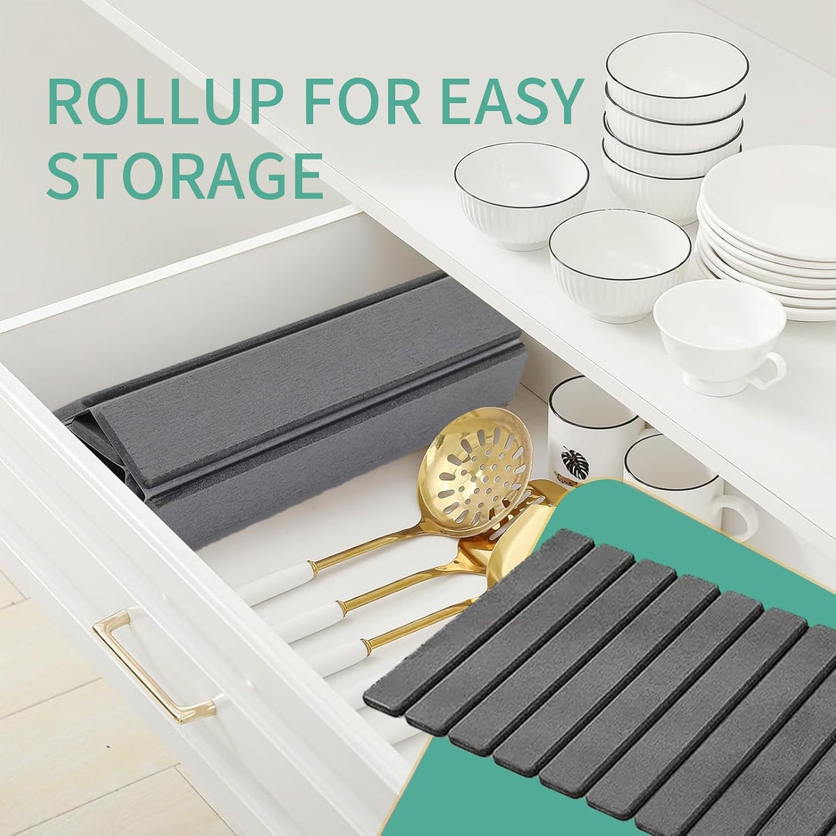 Stone Drying Mat for Kitchen Counter, Collapsible Dish Drying Mat, Fast Drying Diatomaceous Earth Dish Drying Mats, Water Absorbent Diatomite Kitchen Mat (Dark gray, small size)