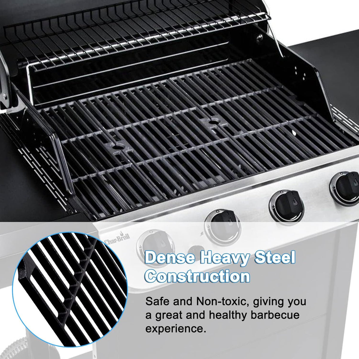 Adviace Grill Grates for Charbroil Performance 463347017, 463335517, 463342119, 463347518, 463347519, Cast Iron Grates Replacement Parts for Char-Broil G470-0002-W1, G470-0003-W1
