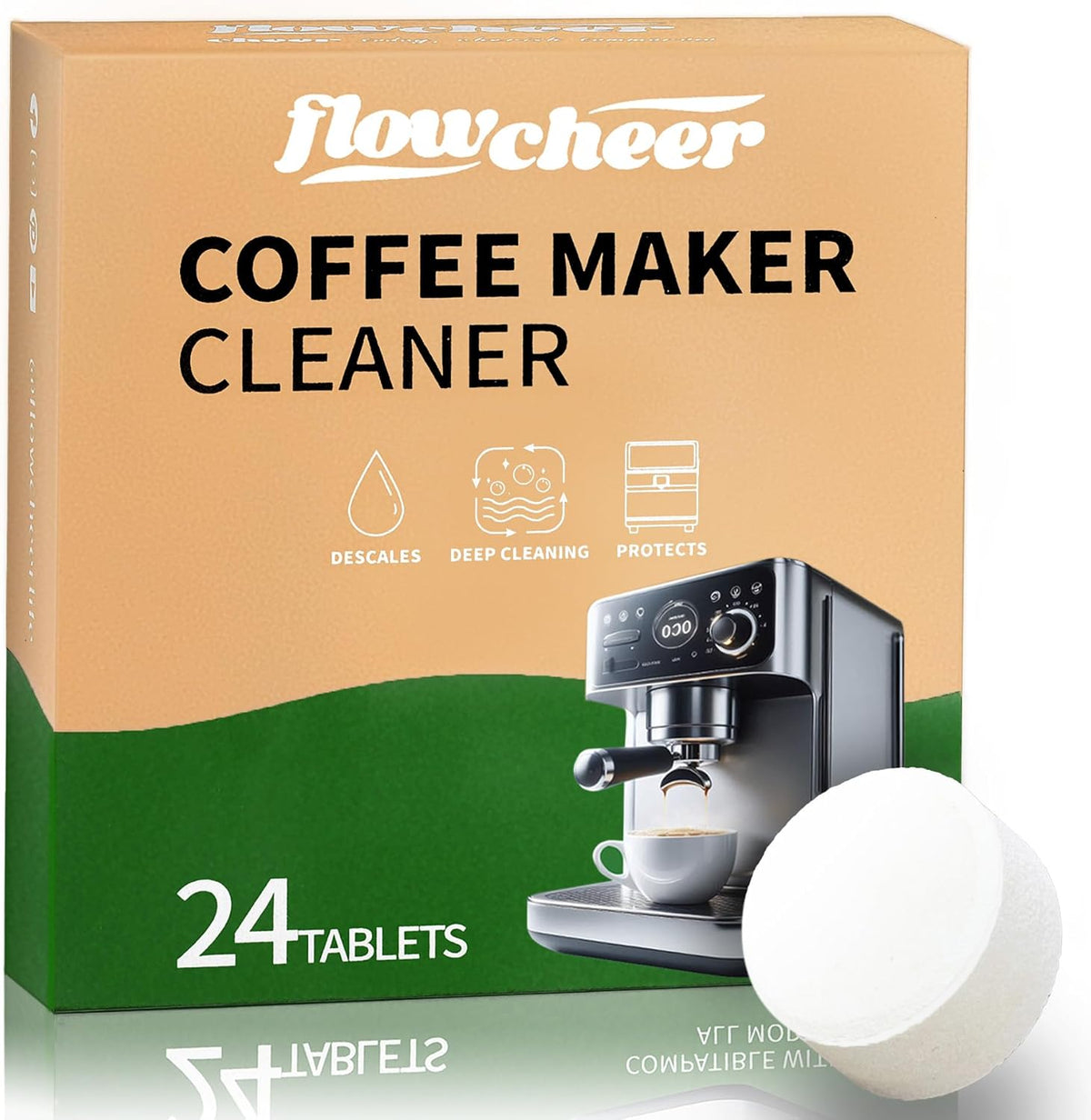 Coffee Maker Cleaner & Descaler Tablets 24-Pack - Coffee Machine Tablets Compatible with Keurig,Nespresso,Jura, Breville, Ninja, Deep Cleaning Coffee Pot and All Espresso Machines