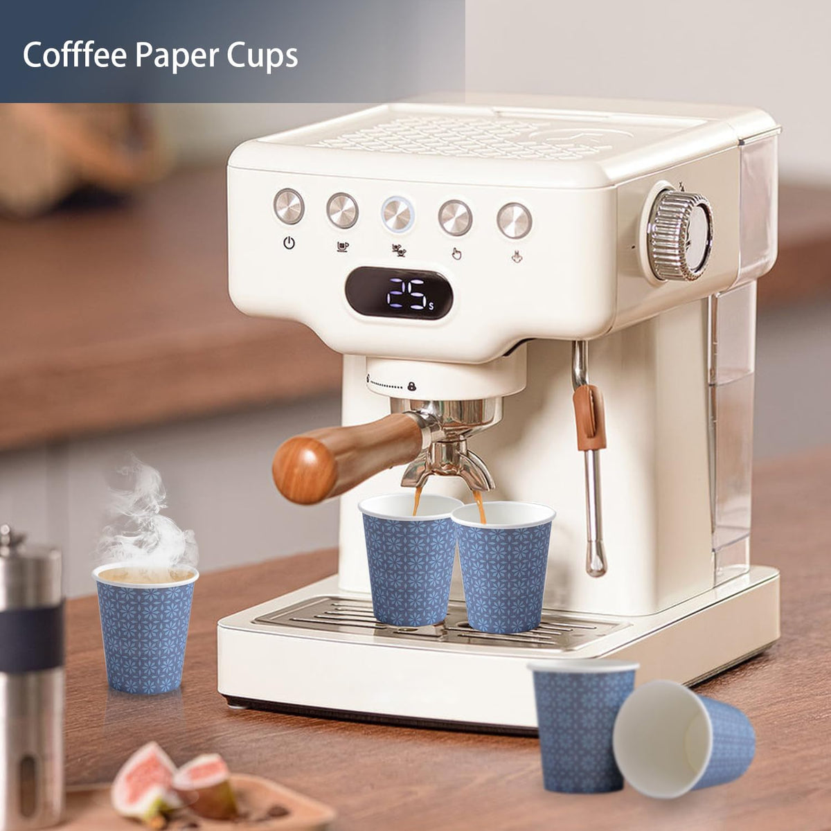 300 Pack Paper Cups 8 oz, Disposable Hot/Cold Beverage Drinking Cups, 8 OZ Paper Coffee Cups, Navy Floral Coffee Cups for Party, Picnic, Travel, and Events.