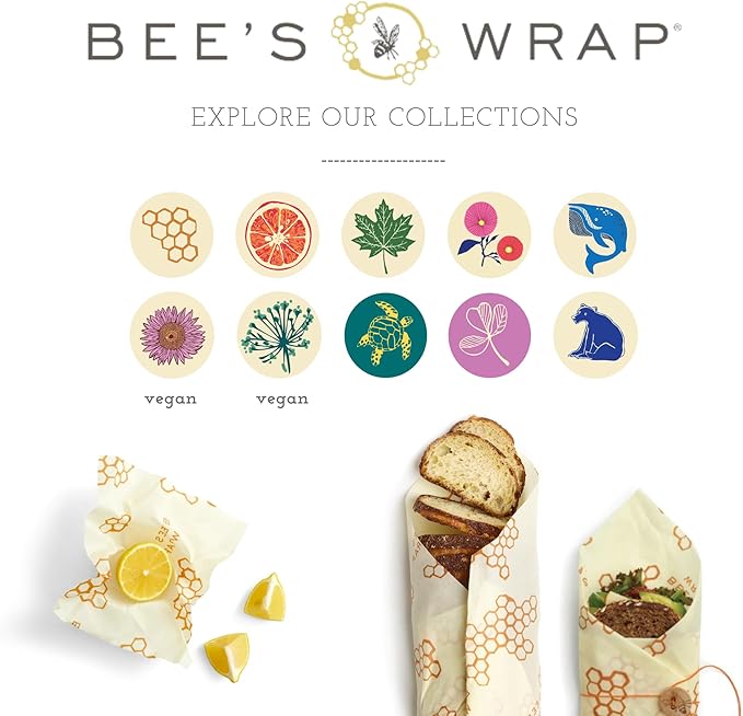 Bee's Wrap Vegan Beeswax Wraps for Food - Meadow Magic Cut to Size 14x52" Wax Paper Roll, Made in USA Reusable Waxed Paper & Bowl Covers, Organic Eco-Friendly Alternative to Aluminum Foil Plastic Wrap