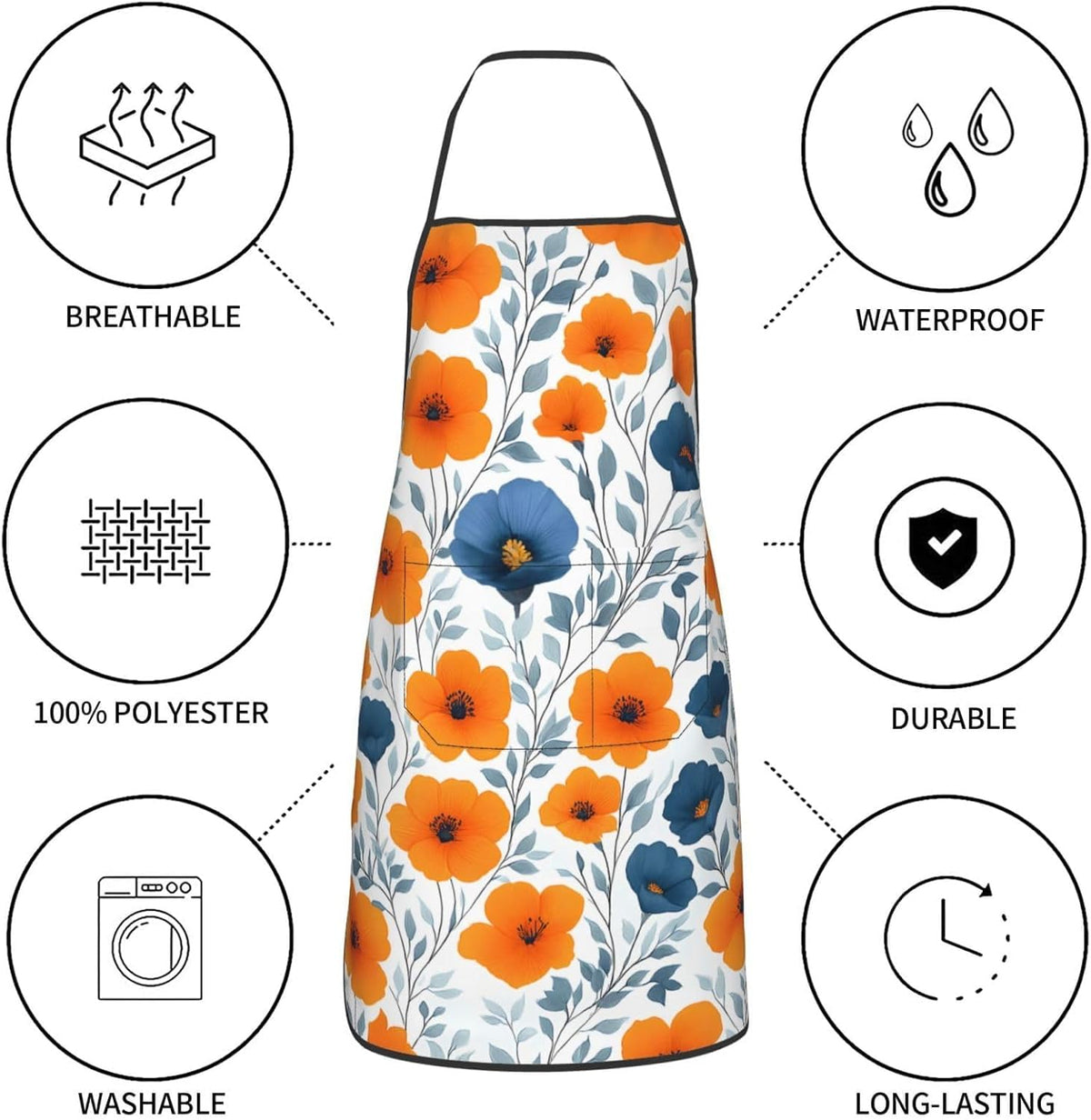 Women Men Bib Aprons Chef Cooking Aprons with Pockets for Kitchen Cooking BBQ Baking Grilling