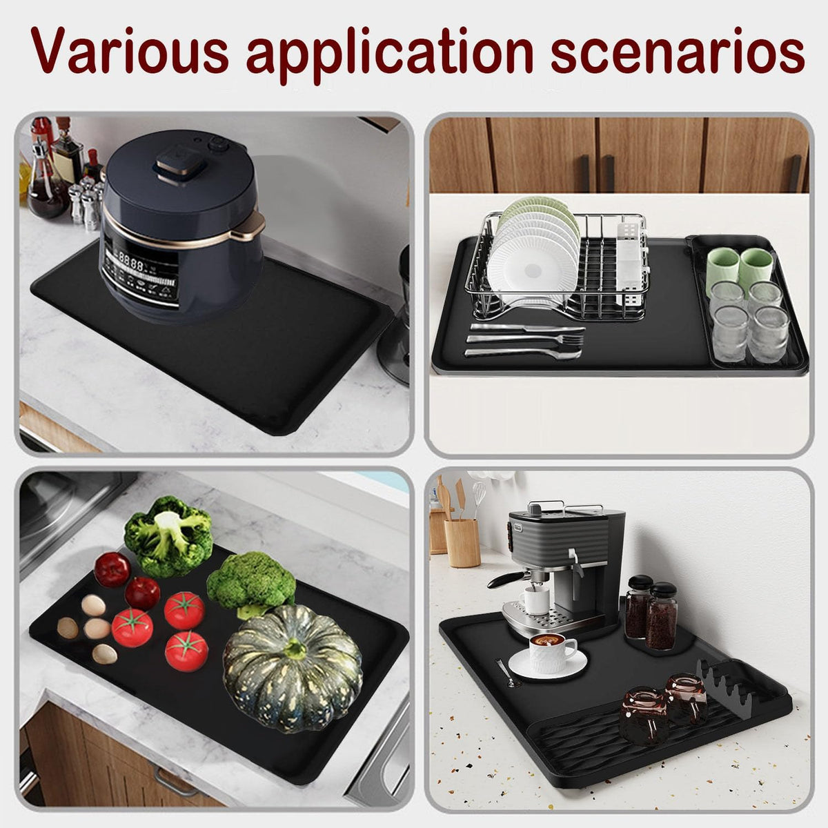 Heat Resistant Mats for Countertop,25.59''x15.75''-Hot Pad for Kitchen Countertop Protector,Silicone Air Fryer Mat with Griddle Tools Mat for Compatible with Ninja,Microwave Oven,Coffee Maker