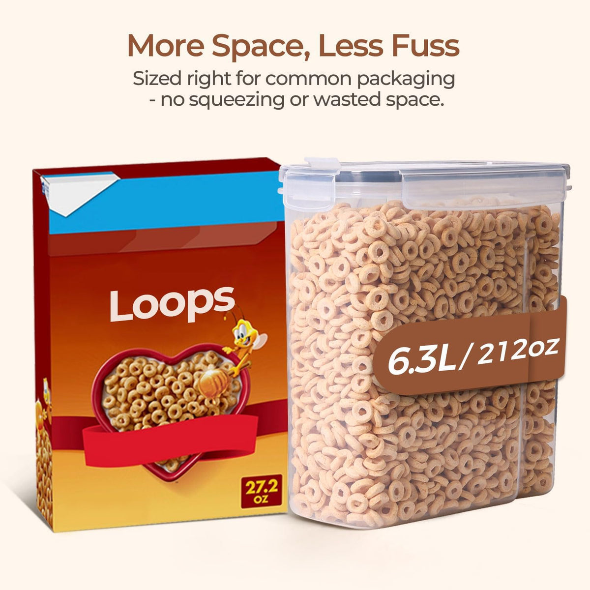 Cereal Storage Containers Set (6.3L / 213OZ) – Airtight Food Storage with Lids, Pantry Organizer for Rice, Sugar, Flour