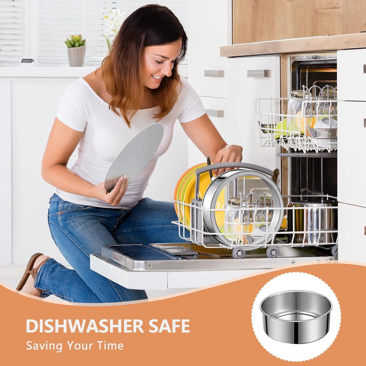 9 Inch Cake Pan, Removable Bottom & Easy Releasing, Leakproof & Nonstick Cake Baking Pan, 304 Stainless Steel Round Cake Pan, Non-Toxic & Healthy, Dishwasher Safe
