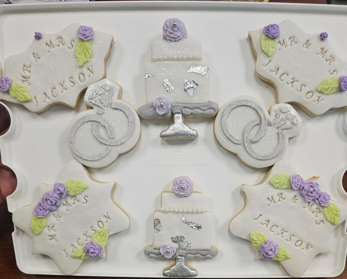 Wedding Ring Cookie cutter and stencil set Baking stencils and cutters bundle DIY bakery decorating kit Cookie cutter with stencils Icing stencil and cookie cutter combo(Wedding Ring)