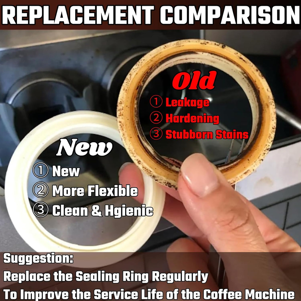 54MM Silicone Steam Ring 2PCS,Brevilles Gasket Replacement for Breville Espresso Machine Parts Breville Espresso Machine Accessories 878/870/860/840/810/500/450 and Sage 500/870/875/880/810/878