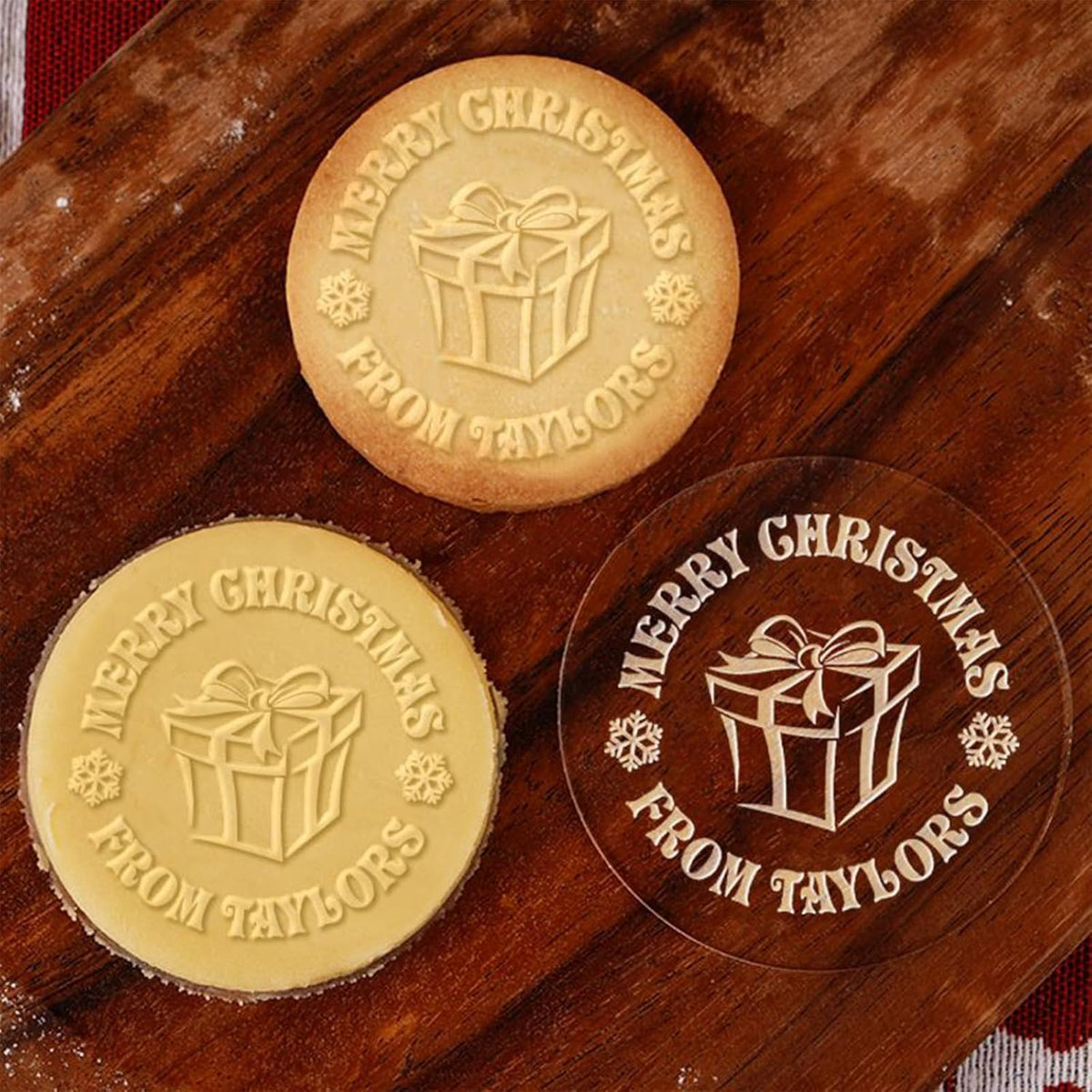 2025 Personalized Christmas Cookie Stamp Unique 3D Embossed Design Fun Tool for Baking Art (D)